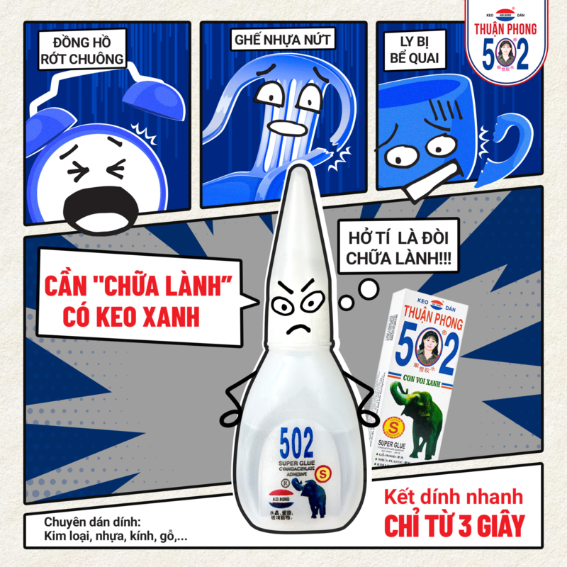 Dán keo 502 bao lâu khô