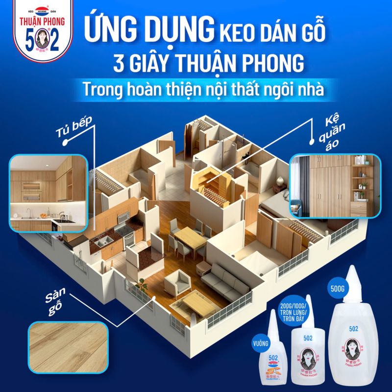 Keo 502 Dán Gỗ Thuận Phong được ưa chuộng trên thị trường