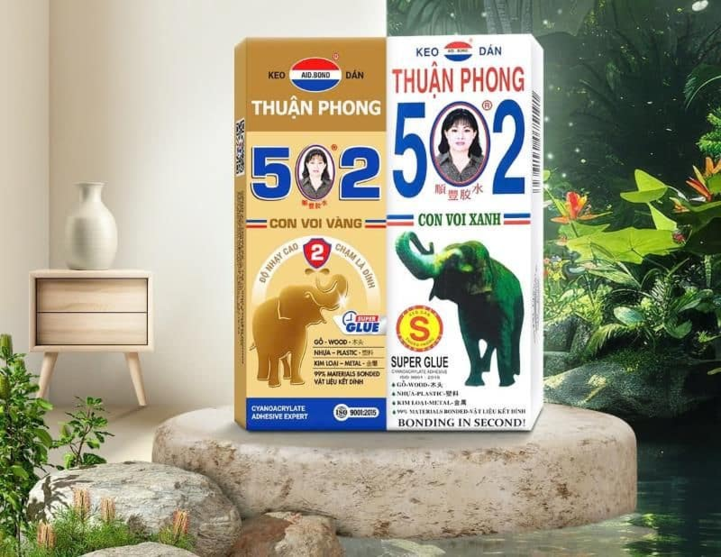 Keo 502 con voi xanh S và keo 502 Con Voi Vàng