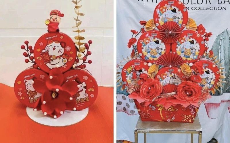 Tháp bánh Mèo Tài Lộc ngày Tết